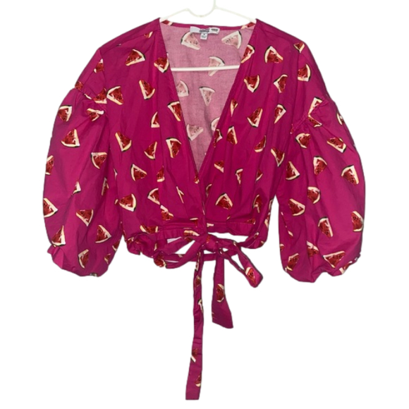 LAST CHANCE!  RTR Color Me Courtney Emily Wrap Top Pink Watermelon Size Small - Picture 3 of 10